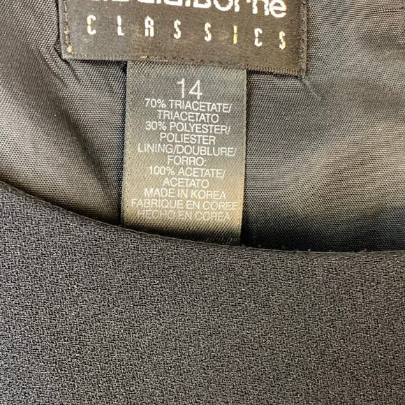 Liz Claibourne Classics Black Sleeveless Corp Core Sheath Dress - Size 14 - Picture 4 of 6
